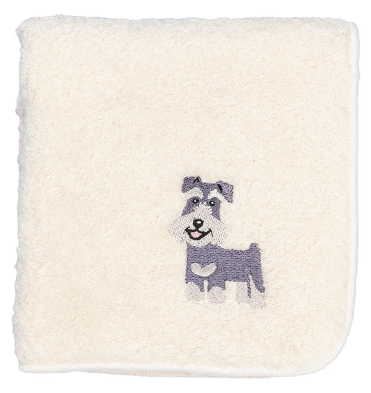 【HHD】 Japan Organic Cotton Embroidered Square Handkerchief - Schnauzer (White)