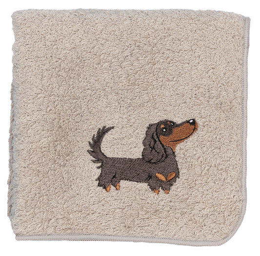 【HHD】 Japan Organic Cotton Embroidered Square Handkerchief - Dachshund (Gray)