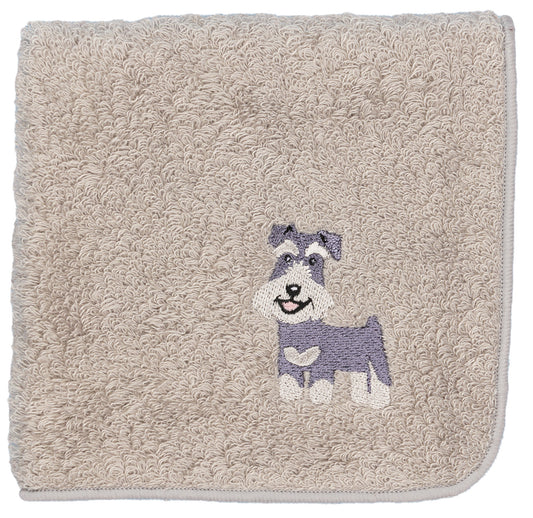 【HHD】 Japan Organic Cotton Embroidered Square Handkerchief - Schnauzer (Gray)