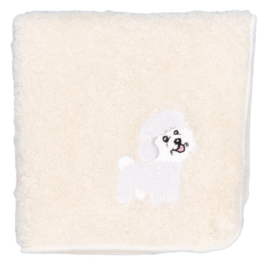 【HHD】 Japan Organic Cotton Embroidered Square Handkerchief - Bichon frize (White)