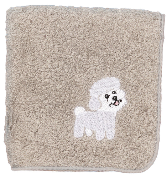 【HHD】 Japan Organic Cotton Embroidered Square Handkerchief - Bichon frize (Gray)