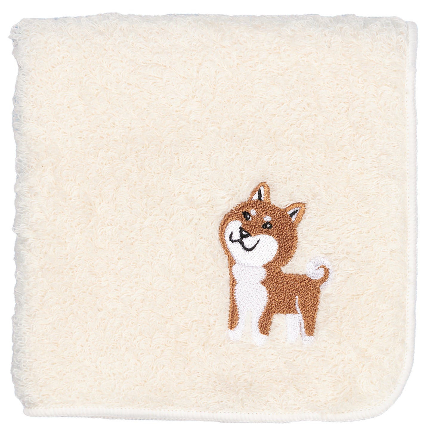 【HHD】 Japan Organic Cotton Embroidered Square Handkerchief - Shiba Inu (White)