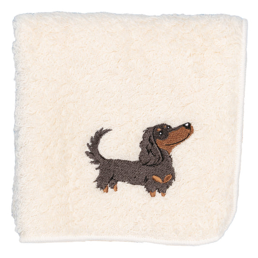 【HHD】 Japan Organic Cotton Embroidered Square Handkerchief - Dachshund (White)