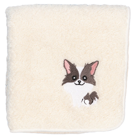【HHD】 Japan Organic Cotton Embroidered Square Handkerchief - Chihuahua (White)