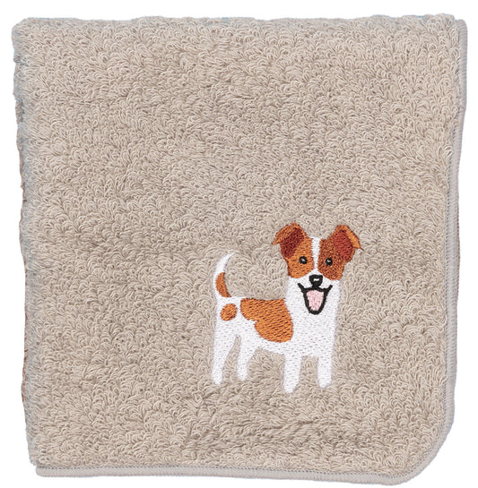 【HHD】 Japan Organic Cotton Embroidered Square Handkerchief - Jack russell (Gray)