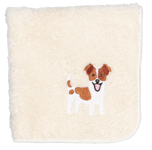 日本有機棉刺繡方巾-積羅素犬 (白色)